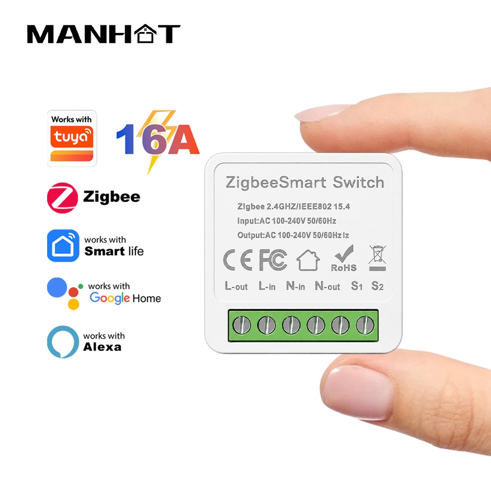 Smart Home Lighting Control - Manhot ZigBee 3.0 Switch Module 16A