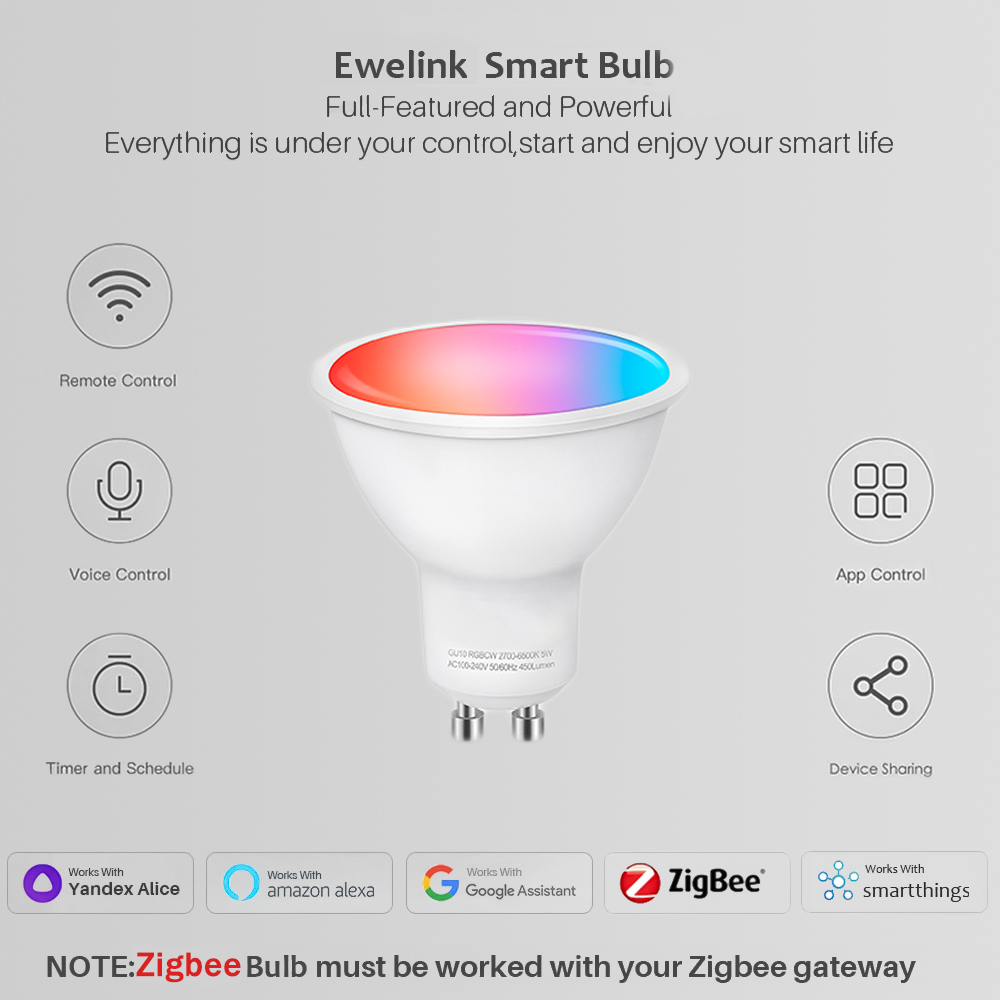 Ewelink GU10 Zigbee LED Bulbs  - Smart Home Yandex 评论和价格
