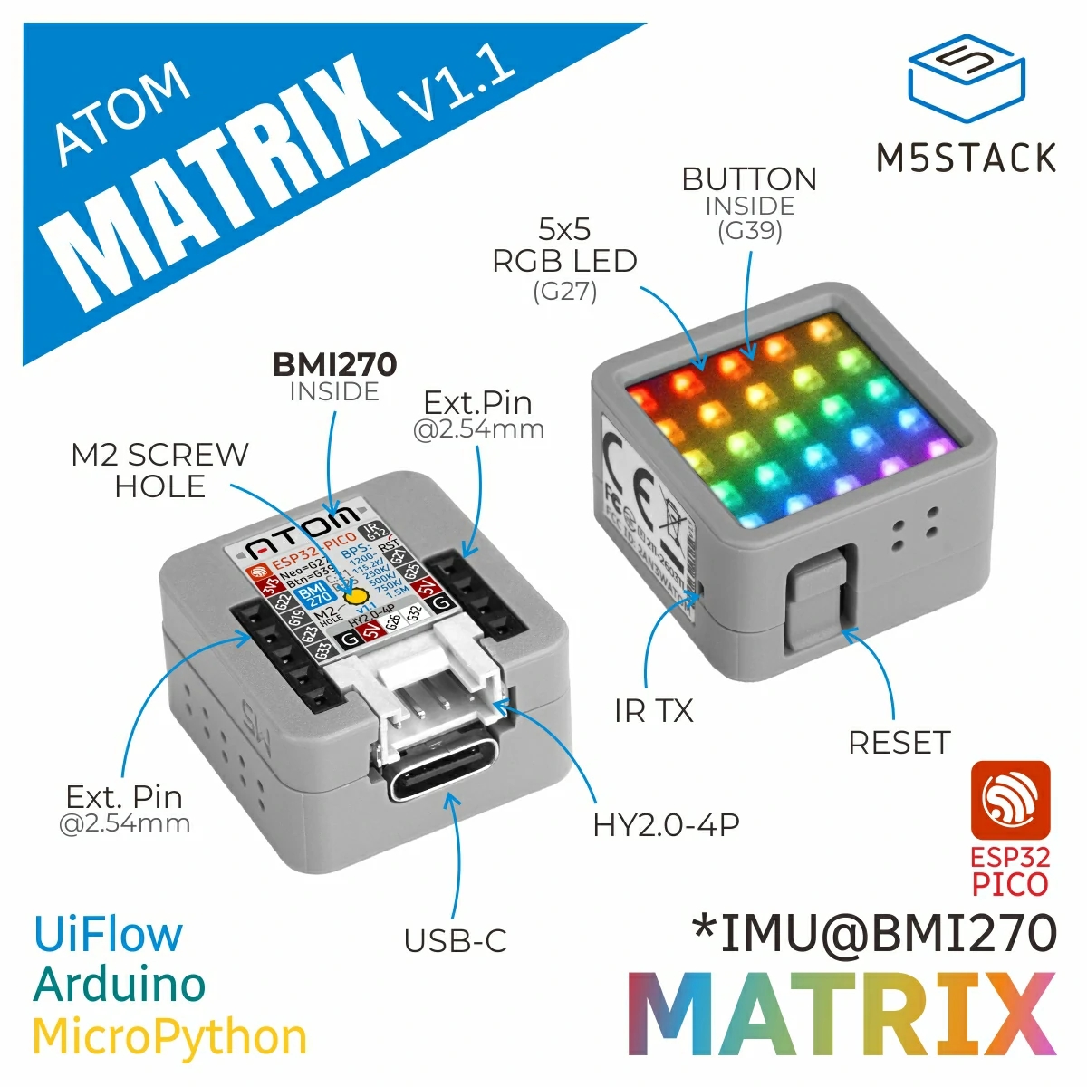 M5Stack Atom-Matrix v1.1 ESP32 - Smart Home Automation 评论和价格