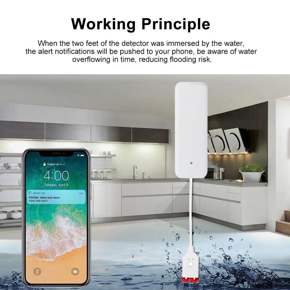 Tuya WiFi Smart Water Leak Sen - Smart Home Water Level Sensor 评论和价格