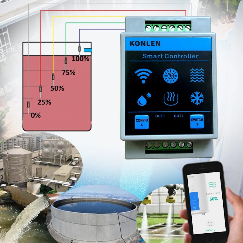 KONLEN Tuya Water Level Sensor - Smart Home Water Level Sensor 评论和价格