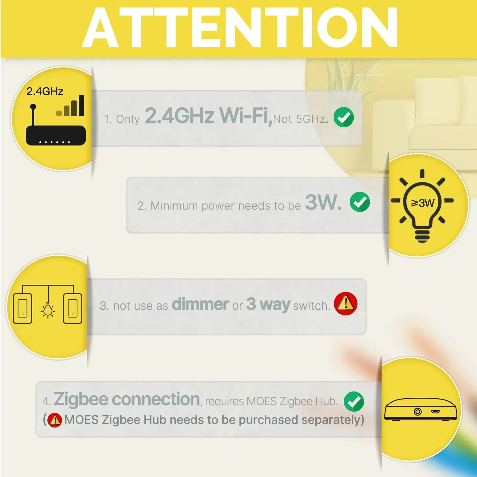 MOES Tuya ZigBee US Smart Ligh - Smart Home Lighting Control 评论和价格