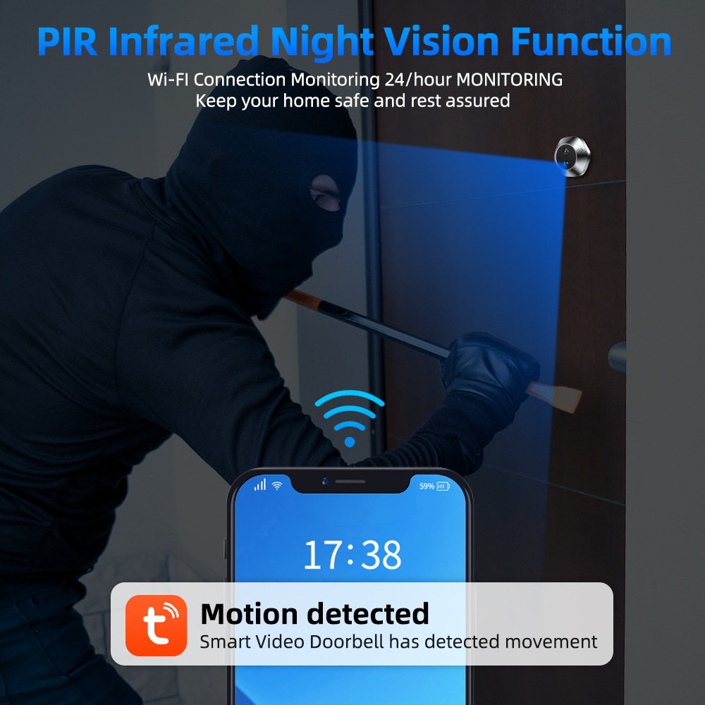 1080P WiFi Peephole Tuya Smart - Smart Home Video Doorphone Ezviz 评论和价格